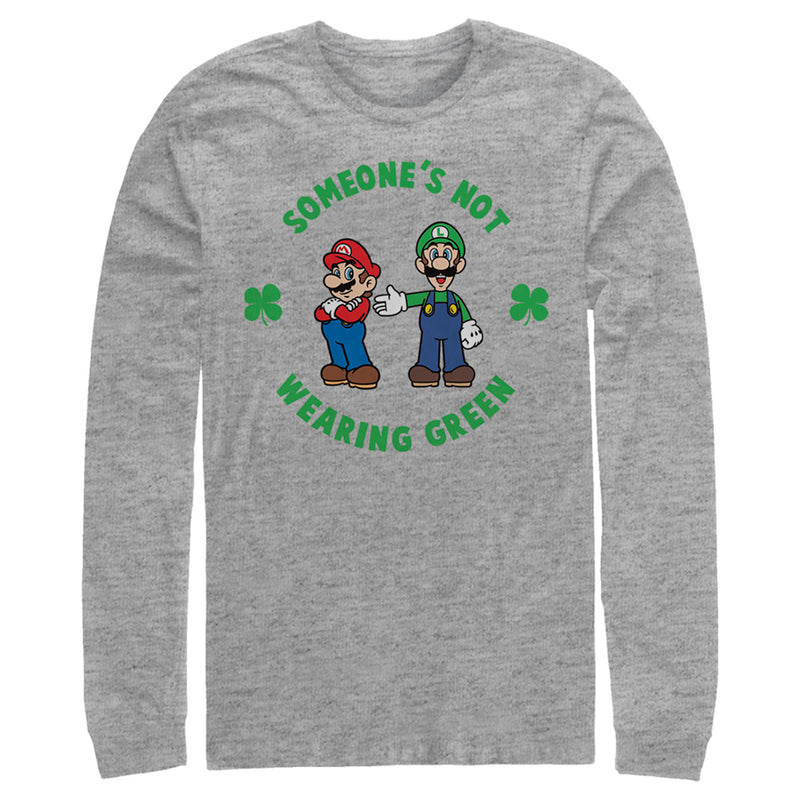 Men's Nintendo Super and Luigi St. Patrick's Day Not Wearing Green Long Sleeve Shirt