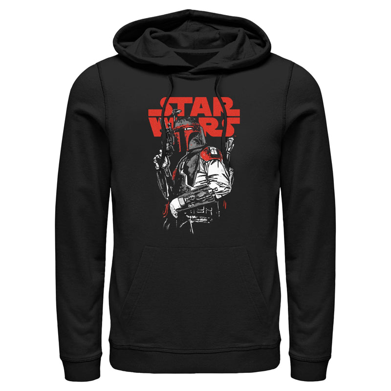 Men's Star Wars: Empire Strikes Back Boba Fett Grunge Bounty Hunter Pull Over Hoodie