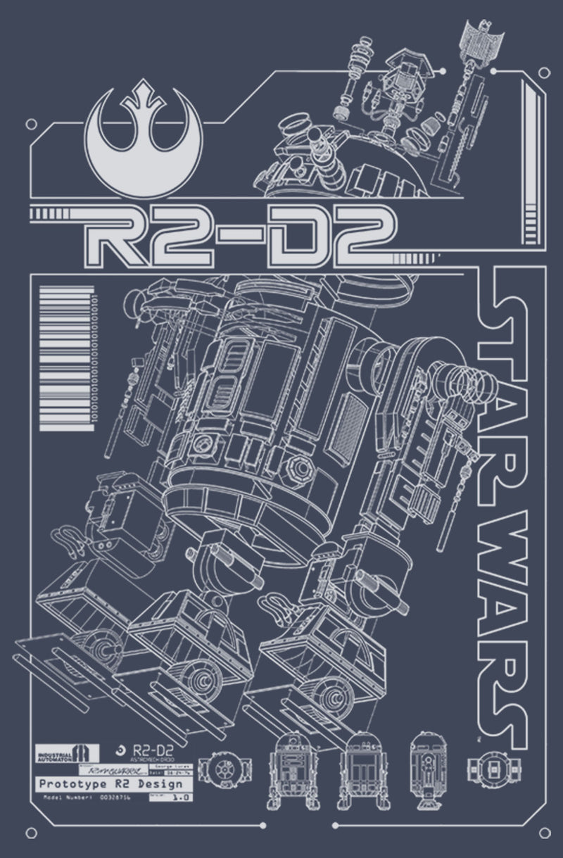 Men's Star Wars R2-D2 Schematic Details T-Shirt