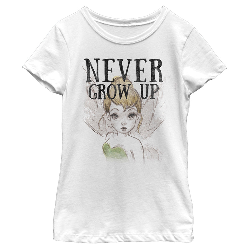 Girl's Peter Pan Tinker Bell Never Grow Up Sketch T-Shirt