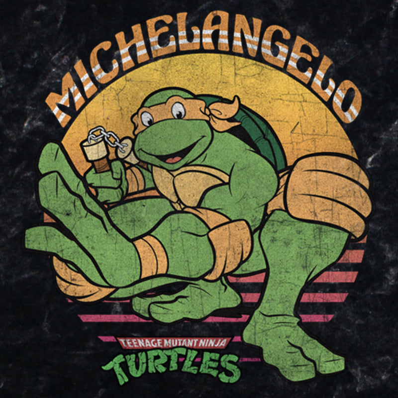 Men's Teenage Mutant Ninja Turtles Distressed Michelangelo in Action T-Shirt