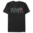 Men's Teenage Mutant Ninja Turtles Lined Group Poses T-Shirt