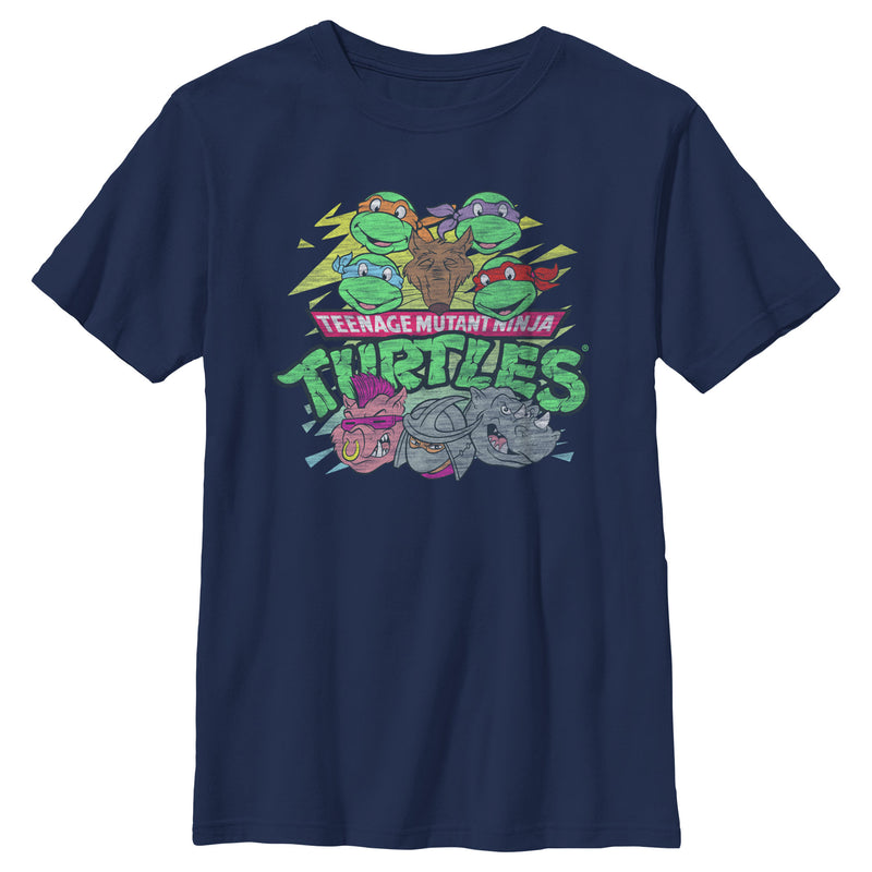 Boy's Teenage Mutant Ninja Turtles Distressed Characters and Villains T-Shirt