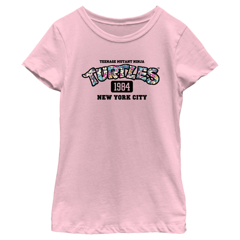 Girl's Teenage Mutant Ninja Turtles 1984 New York City Floral Logo T-Shirt