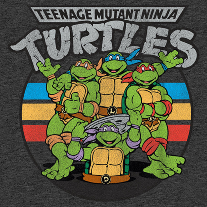 Boy's Teenage Mutant Ninja Turtles Distressed Retro Striped Brothers T-Shirt