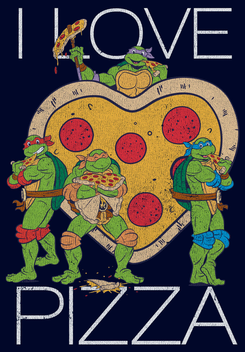 Men's Teenage Mutant Ninja Turtles I Love Pizza Heart Pull Over Hoodie