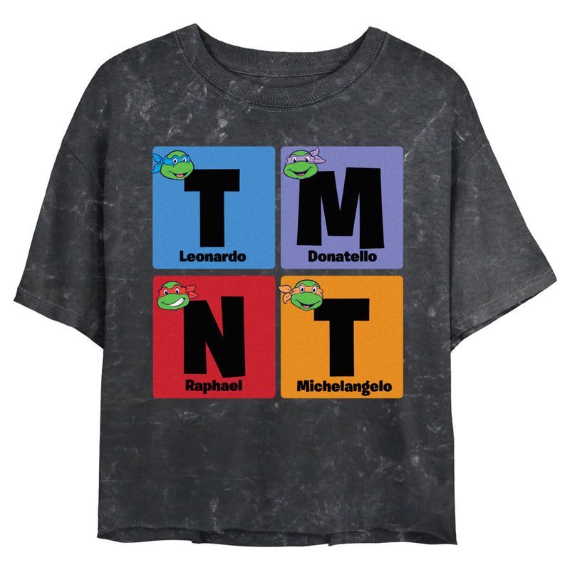 Junior's Teenage Mutant Ninja Turtles Colorful Turtle Elements Portraits T-Shirt