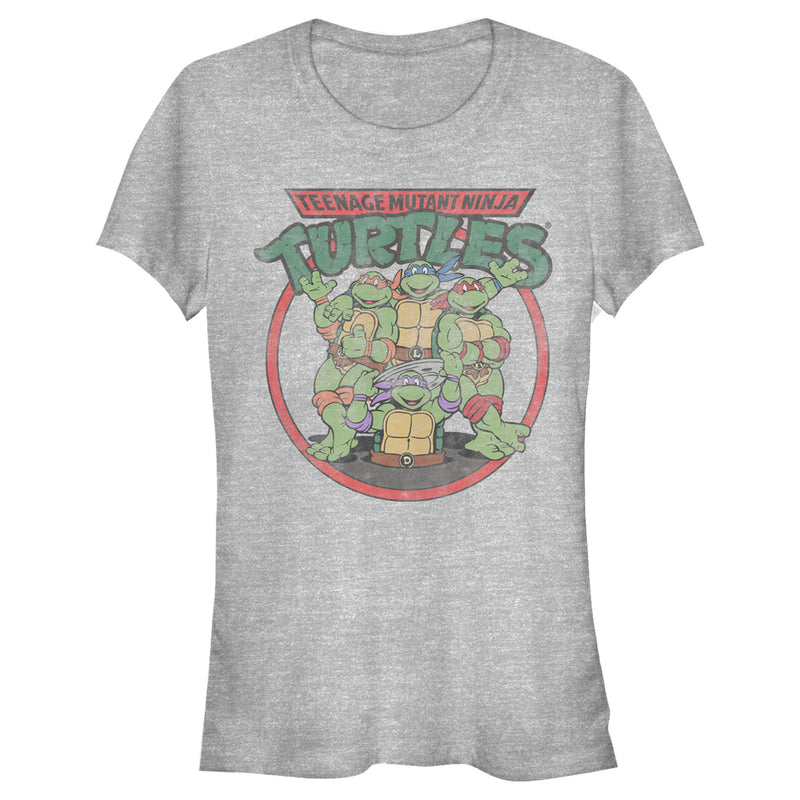 Junior's Teenage Mutant Ninja Turtles Distressed Ninjas Circle T-Shirt