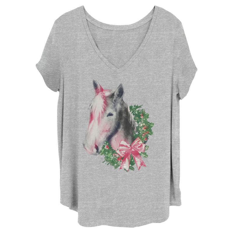 Junior's Lost Gods Christmas Wreath Horse T-Shirt