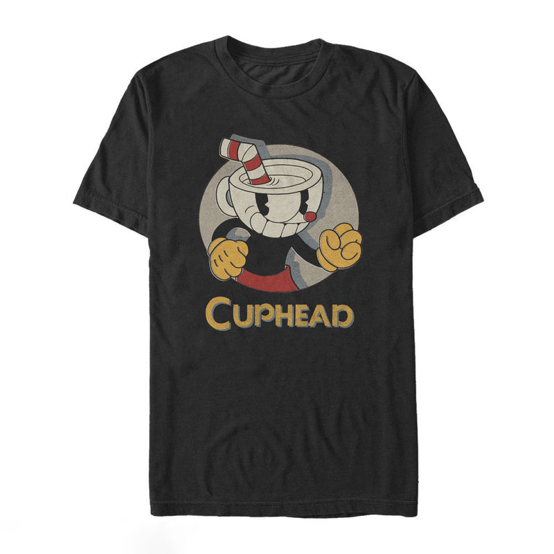Men's Cuphead Logo Portrait Circle T-Shirt