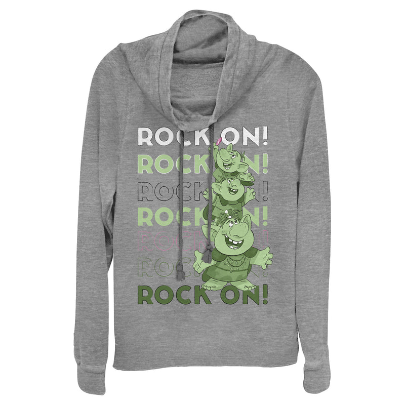 Junior's Frozen Rock On Trolls Cowl Neck Sweatshirt