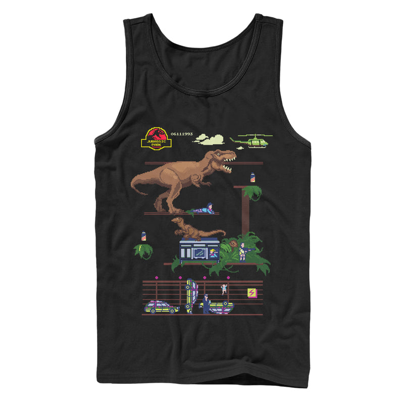 Men's Jurassic Park Pixel Video Game Tank Top