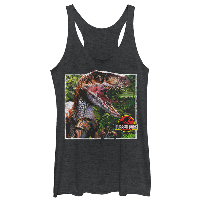 Women's Jurassic Park Velociraptor Is Hunting You From The Jungle Racerback Tank Top