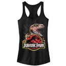 Junior's Jurassic Park Velociraptor Hooked On Logo Racerback Tank Top