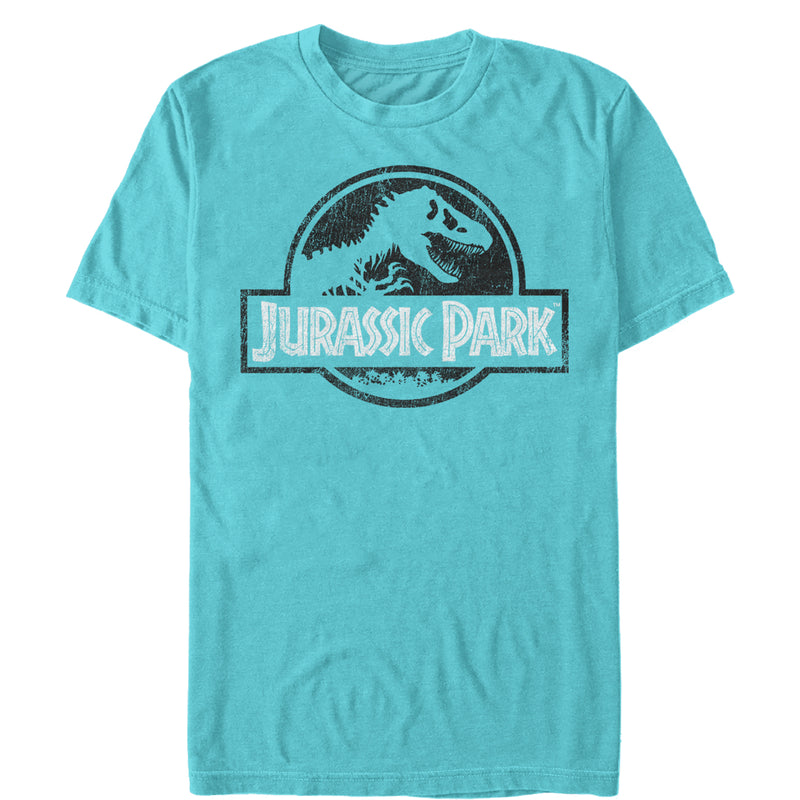 Men's Jurassic Park Vintage Black and White Logo T-Shirt