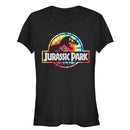Junior's Jurassic Park Groovy Tie-Dye Logo T-Shirt