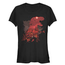 Junior's Jurassic Park T.Rex, Velociraptor Invite You To Visit Beautiful Landscape T-Shirt