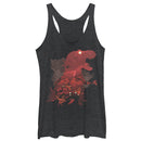 Women's Jurassic Park T.Rex, Velociraptor Invite You To Visit Beautiful Landscape Racerback Tank Top