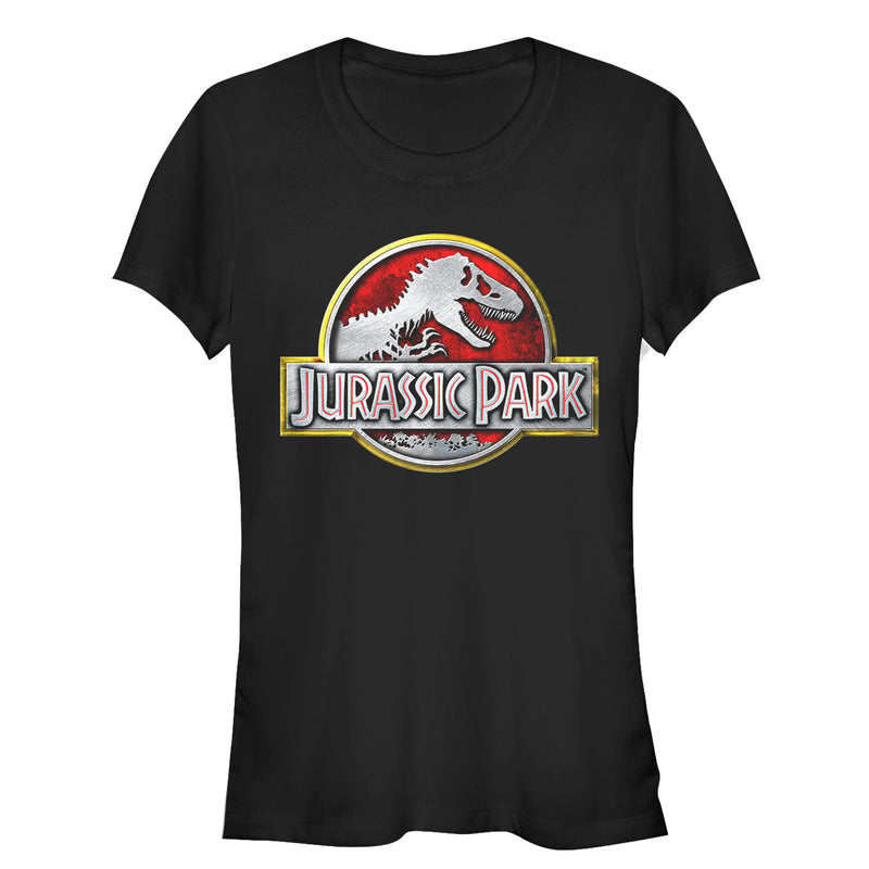 Junior's Jurassic Park Chrome Logo T-Shirt