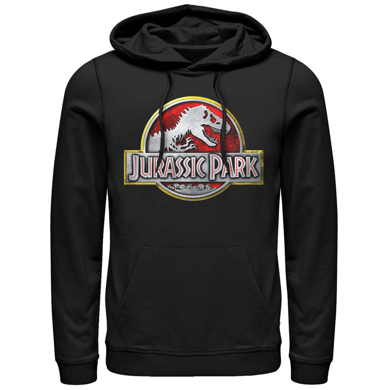 Men's Jurassic Park Chrome Logo Pull Over Hoodie
