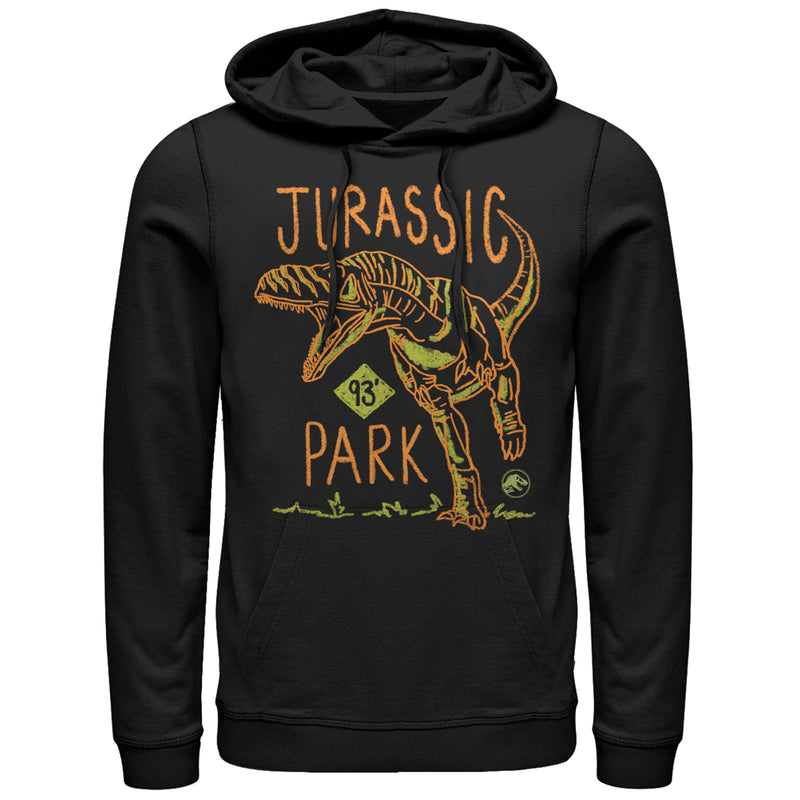 Men's Jurassic Park T. Rex Crayon Print Pull Over Hoodie