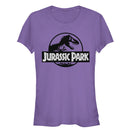 Junior's Jurassic Park Black and White Logo T-Shirt