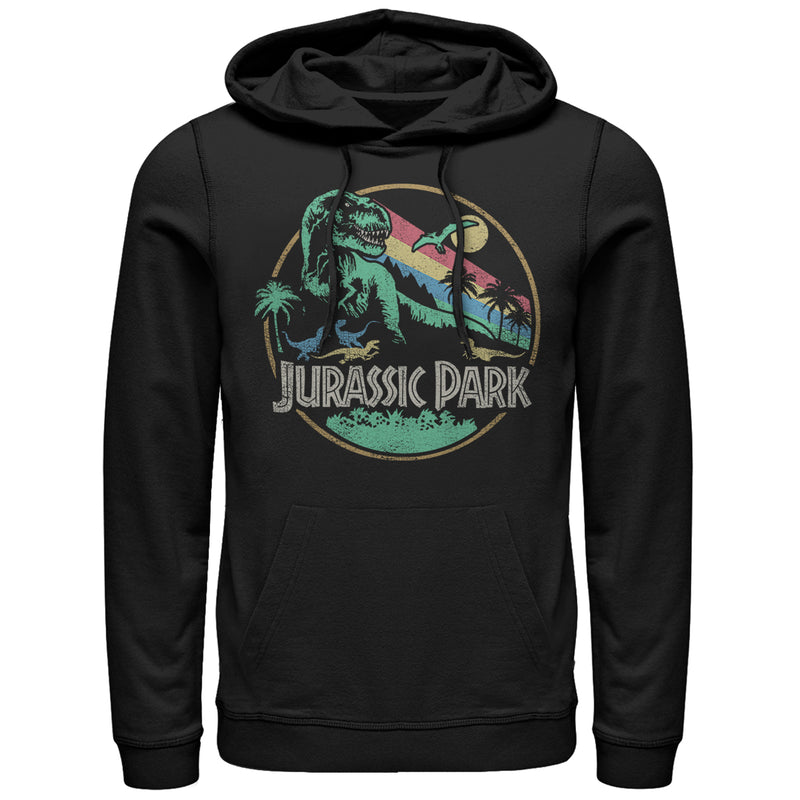 Men's Jurassic Park Rainbow Emblem Pull Over Hoodie