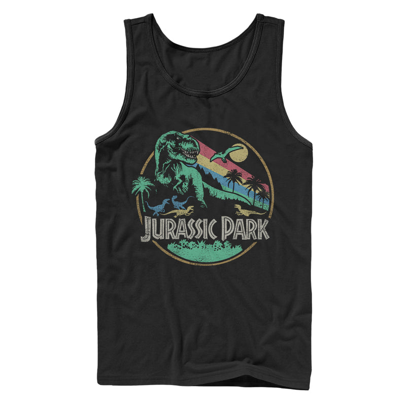Men's Jurassic Park Rainbow Emblem Tank Top