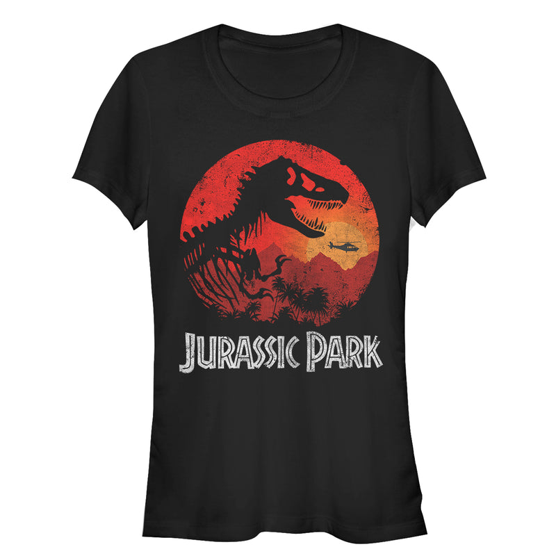 Junior's Jurassic Park Skeleton Desert Logo T-Shirt