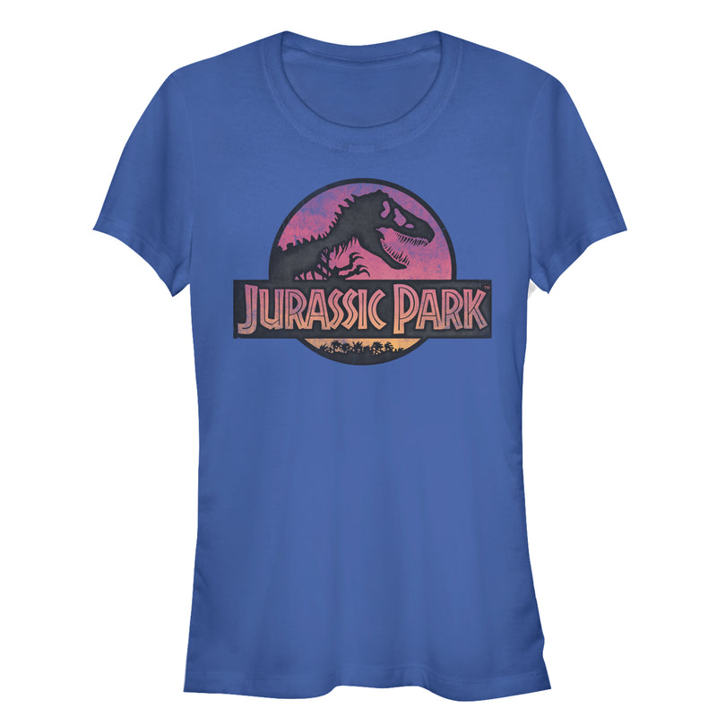 Junior's Jurassic Park Logo Sunset T-Shirt