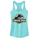 Junior's Jurassic Park Retro Party Logo Racerback Tank Top