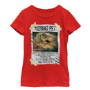 Girl's Jurassic Park T. Rex Missing Pet T-Shirt