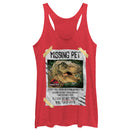 Women's Jurassic Park T. Rex Missing Pet Racerback Tank Top