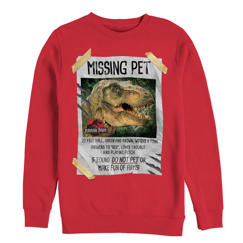Men's Jurassic Park T. Rex Missing Pet Sweatshirt