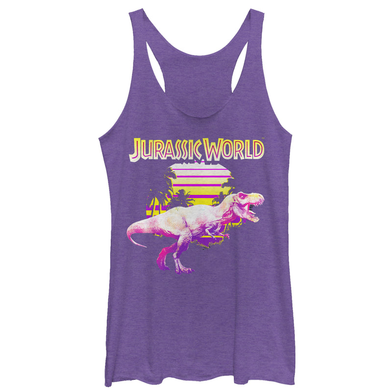 Women's Jurassic World Retro T. Rex Sunset Racerback Tank Top