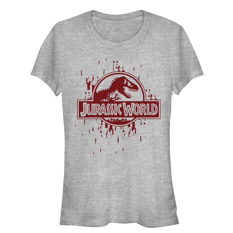 Junior's Jurassic World Logo Glitch Code T-Shirt