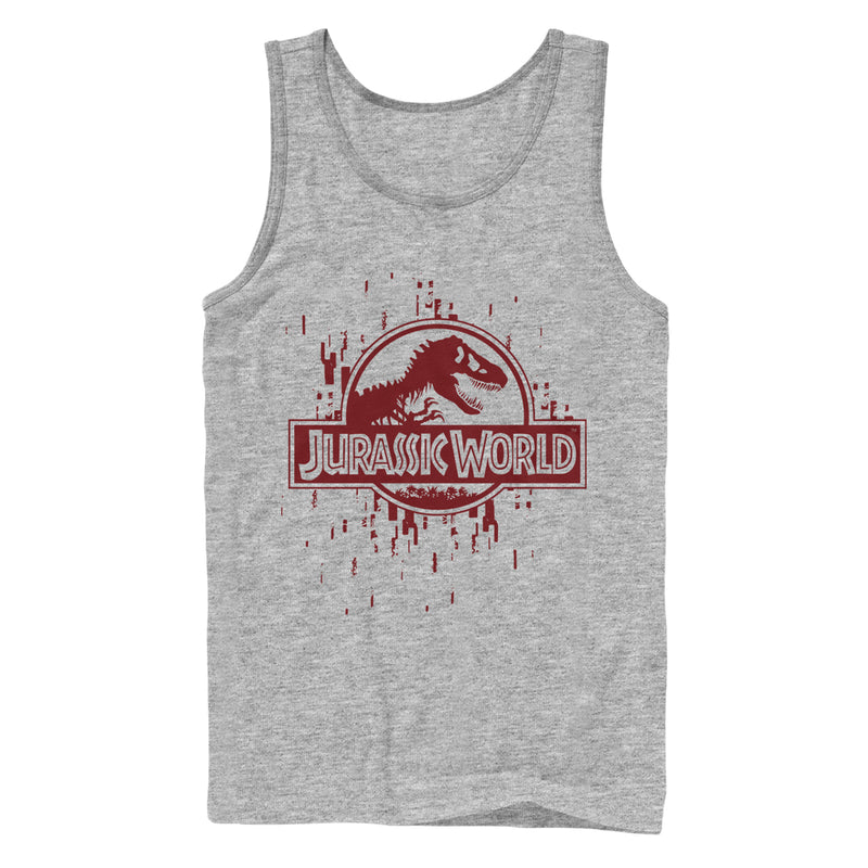 Men's Jurassic World Logo Glitch Code Tank Top