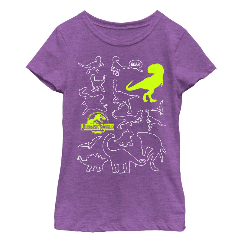 Girl's Jurassic World: Fallen Kingdom Dinosaur Outline T-Shirt