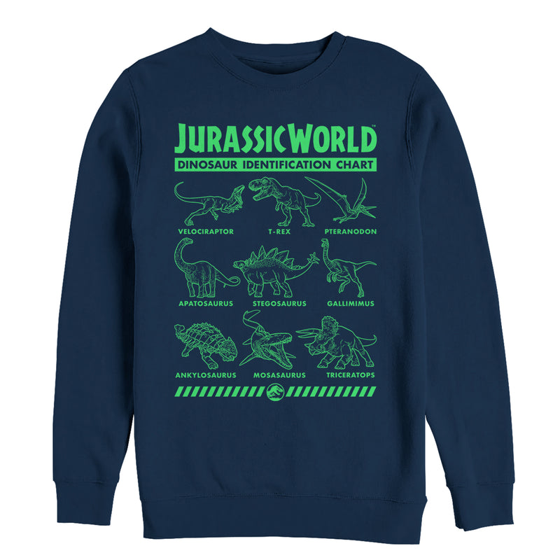 Men's Jurassic World: Fallen Kingdom Dinosaur Identification Card Sweatshirt