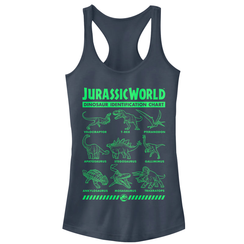 Junior's Jurassic World: Fallen Kingdom Dinosaur Identification Card Racerback Tank Top