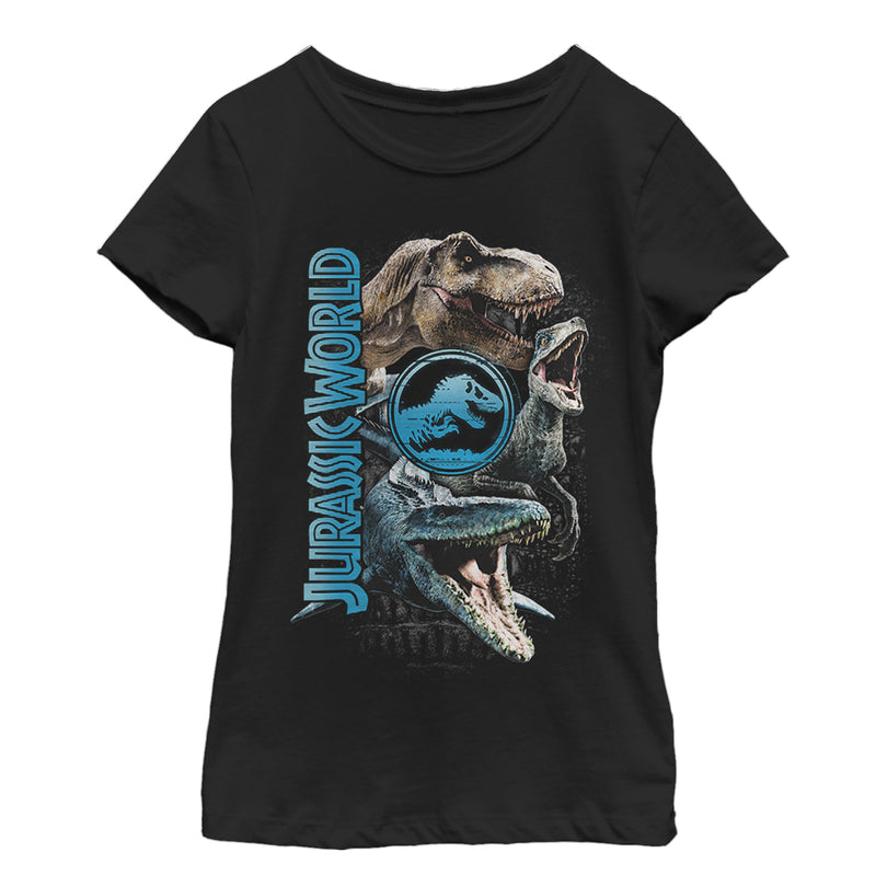 Girl's Jurassic World: Fallen Kingdom Dinosaur Montage T-Shirt