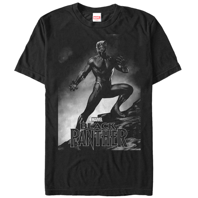 Men's Marvel Black Panther 2018 Grayscale Pose T-Shirt
