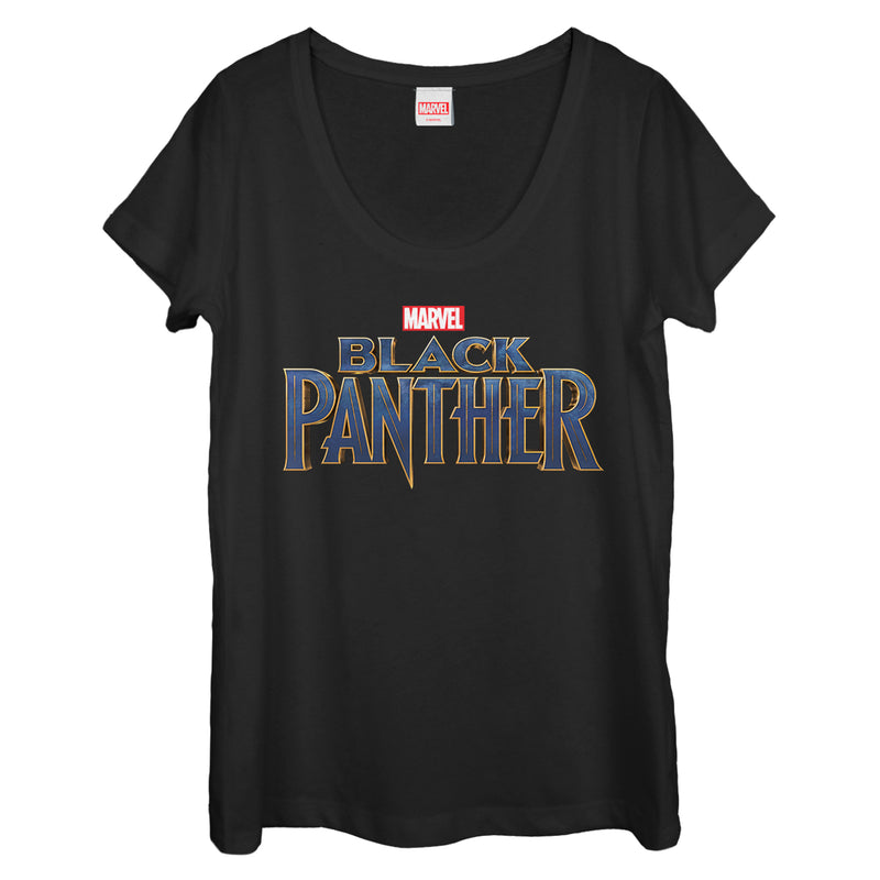 Women's Marvel Black Panther 2018 Text Logo Scoop Neck