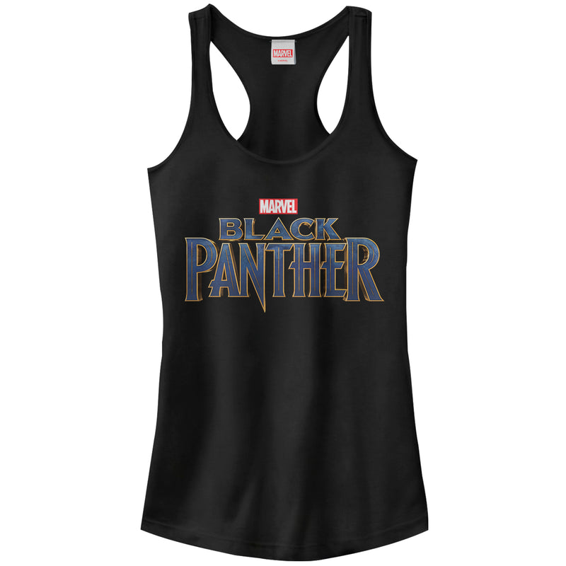 Junior's Marvel Black Panther 2018 Text Logo Racerback Tank Top