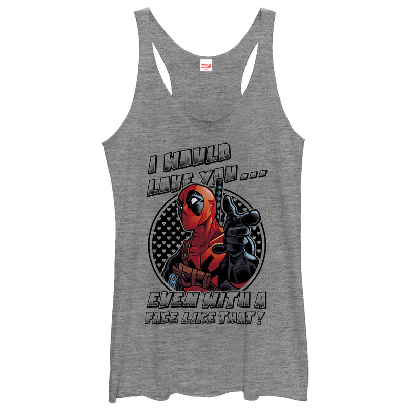 Women's Marvel Deadpool Love You With a Face Like That Racerback Tank Top