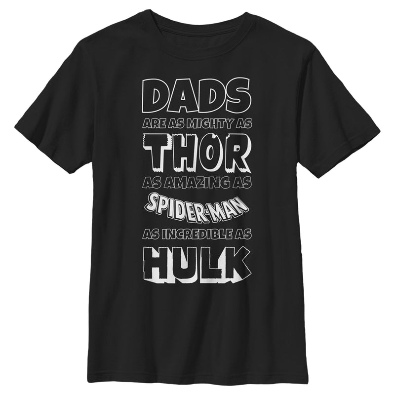 Boy's Marvel Father's Day Avengers Dad Traits T-Shirt