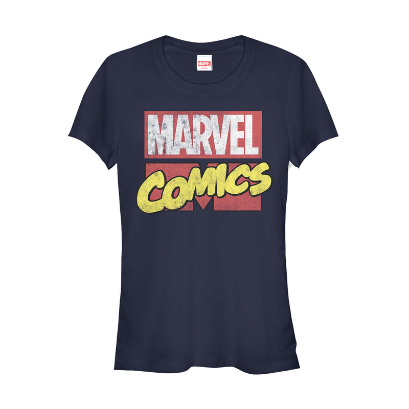 Junior's Marvel Classic Distressed Logo T-Shirt