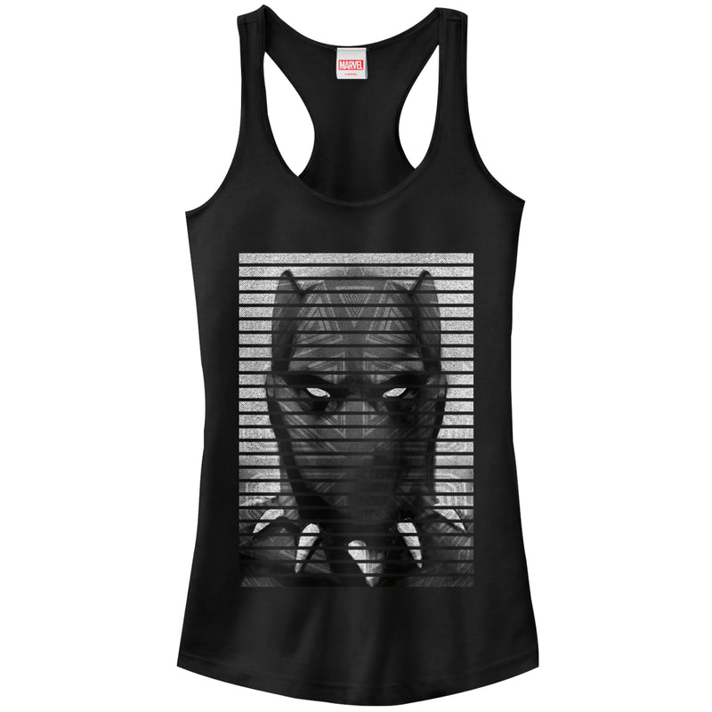 Junior's Marvel Black Panther Striped Profile Racerback Tank Top