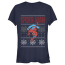 Junior's Marvel Ugly Christmas Spider-Man Crawl T-Shirt
