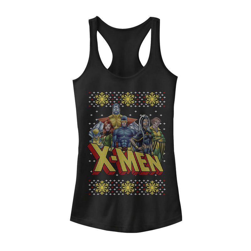 Junior's Marvel Ugly Christmas X-Men Group Racerback Tank Top